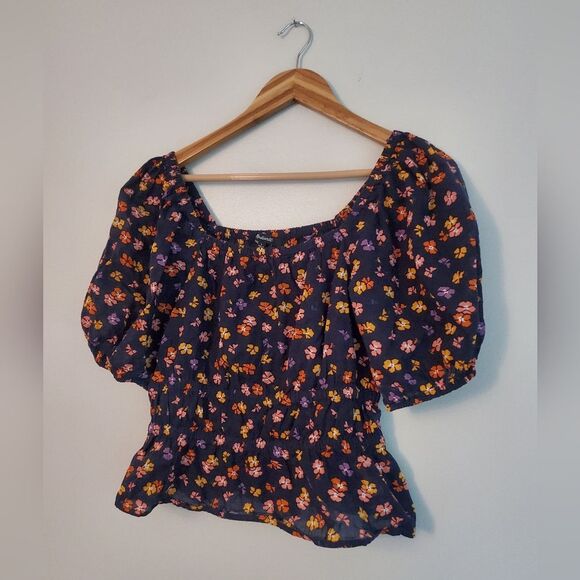 Madewell Smocked-Waist Crop Top in Aloha Floral women's size Small - Picture 4 of 9